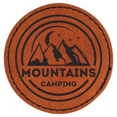 2.5" Round Rawhide Leatherette Patch with Adhesive