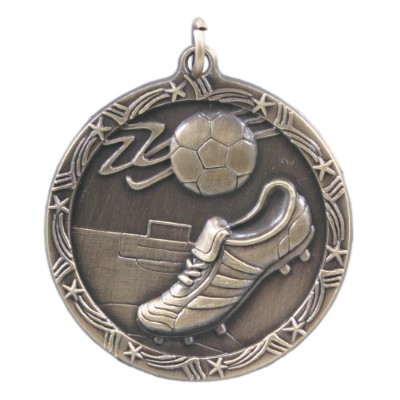 1 3/4" Antique Finish Shooting Star Medal-Soccer