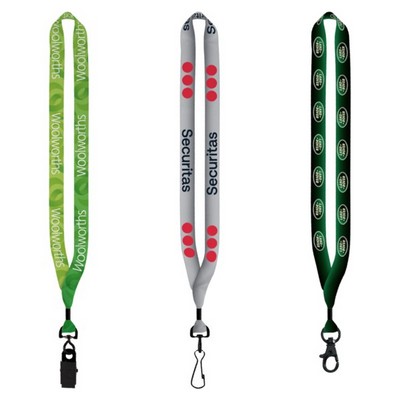 3/4" rPET Dye-Sublimated Lanyard w/ Metal Crimp & Metal Split-Ring