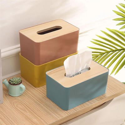 Wooden Lid Tissue Box For Household Dining Living Room