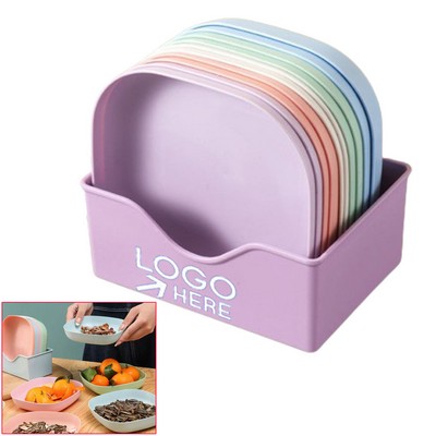 10-Piece Stackable Pastel Plates With Holder