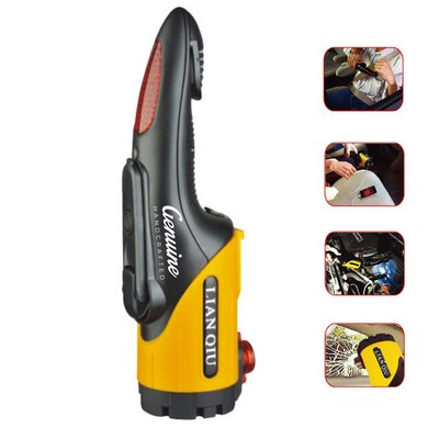 Emergency Safety Multi-Tool with Hammer, Seat Belt Cutter, Flashlight & Hand Cranking Charger