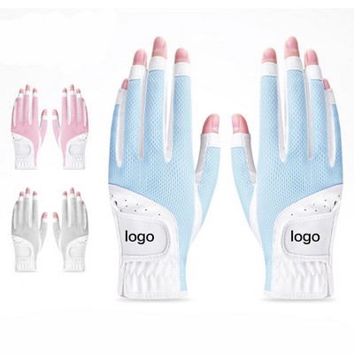 Golf Fingerless Breathable Mesh Sun Protection Gloves