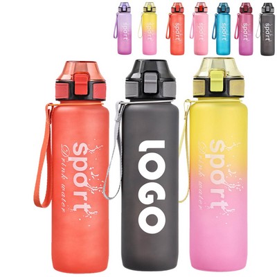 Custom 34 Oz Frosted Gradient Color Sports Water Bottle With Soft Suction Nozzle
