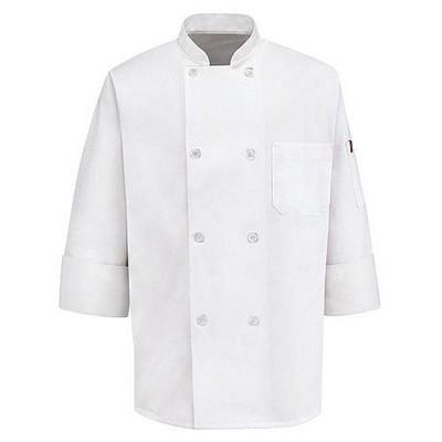 Red Kap® Eight Pearl Button White Chef Coat w/Pocket