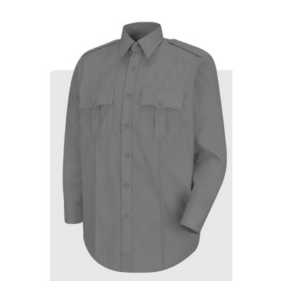 Men's New Dimension® Stretch Poplin Shirt w/Short Sleeve - Gray
