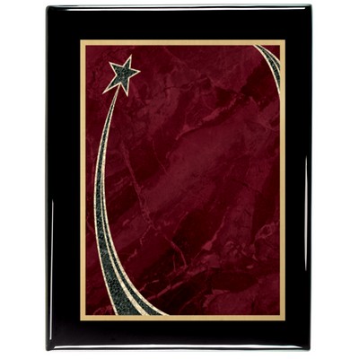 Ebony Piano Finish Plaque with Maroon Rising Star Brass Plate, 9 x 12"