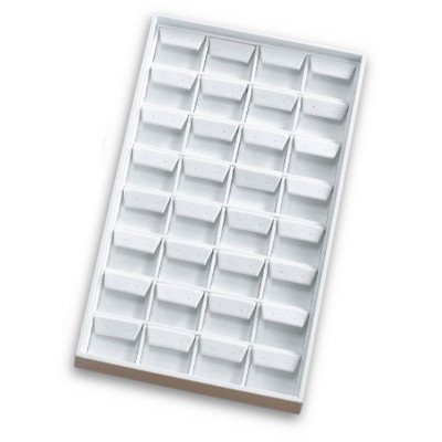 White Leatherette 32 Drop Earring Tray