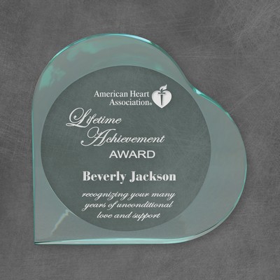 Heart Acrylic Award, Jade, 6"H