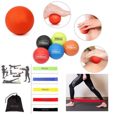 Promotek iBank® Exercise Massage Ball + Fitness Resistance Bands (Orange)