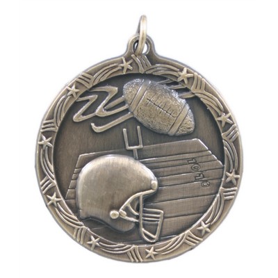 1 3/4" Antique Finish Shooting Star Medal-Football