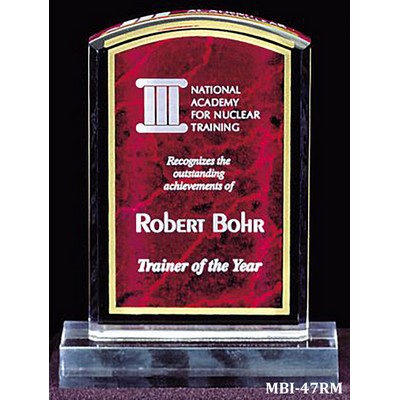 Marble on Clear Acrylic Series Award, 5"x7-3/4", Red