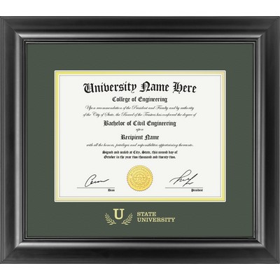 Carlton 8.5x11 Diploma / Certificate Frame (Black/Green) 16"x18"