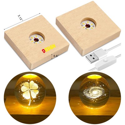 LED Base Wood Light Display Base for Crystal Glass Art Resin Light Display Base Stand