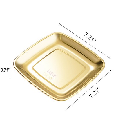 Medium Golden 304 Stainless Steel Square Plate, Used As A Sausage Plate, A Snack And French Fries