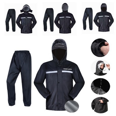 Oxford Thickened Cycling Rain Jacket Set Reflective Strip