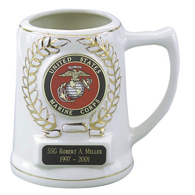 21 White Oz. Ceramic Stein w/ 2" Logo