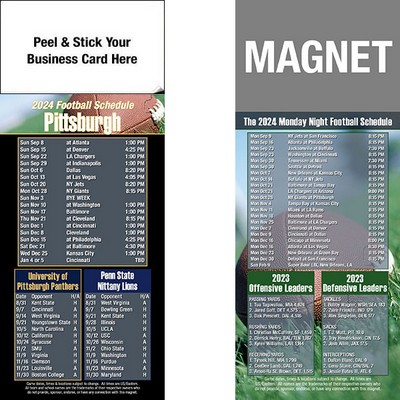 Pittsburgh Pro Football Schedule Peel & Stick Magnet (3 1/2"x8 1/2")