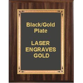 Walnut Plaque 8" x 10" - Black/Gold 6" x 8" Teardrop Plate