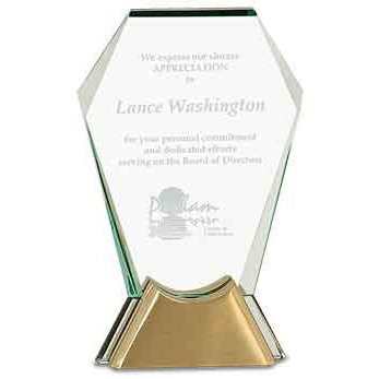 7 1/2" Gemstone Jewel Glass Award with Gold Metal Base