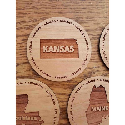 3.5" - Kansas Hardwood Coasters