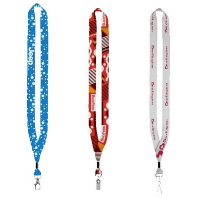 3/4" Dye-Sublimated Lanyard with Silver Tone Metal Crimp & Split Ring