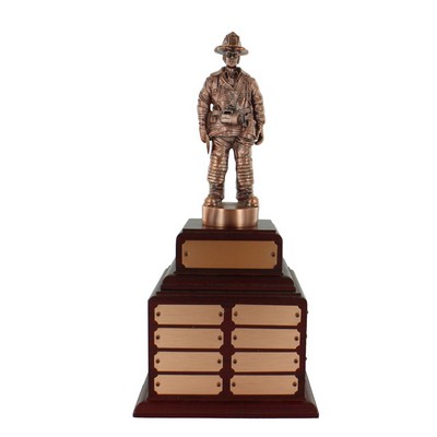 18 ½" Bronze Perpetual Fire Fighter Trophy w/8 Name Plates