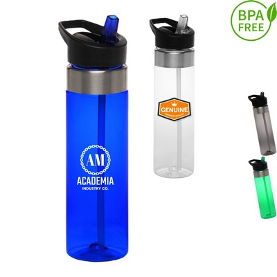 24 oz. BPA Plastic Translucent Sports Bottle w/ Flip-top lid