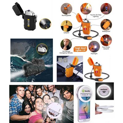 Promotek USB Rechargeable Flameless Lighter + LED Ring Light (Black)