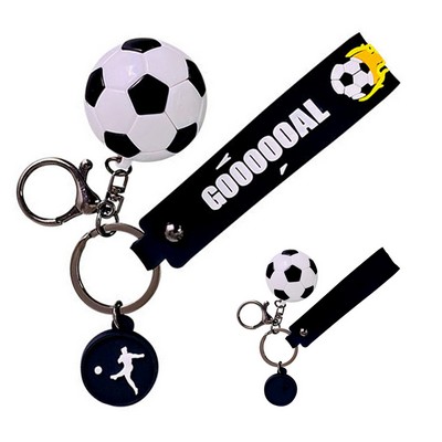Goal 3D Football PVC Keychain Key Ring
