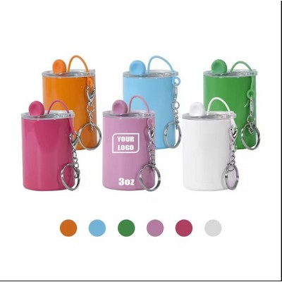 3oz Stainless Steel Tumbler Shot Glass With Keychains
