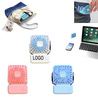 Mini Folding Fan With Lanyard