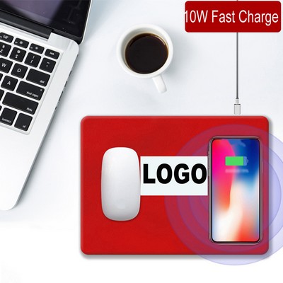 10W PU Leather Wireless Charging Mouse Pad Gaming Desk Mat MOQ100PCS