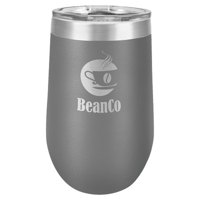 Dark Gray Polar Camel™ 16 oz Stemless Wine Tumbler with a Clear Lid