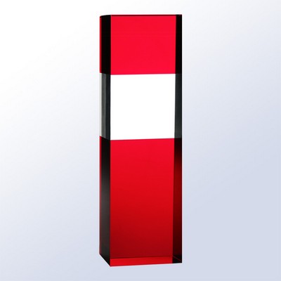 Red Carlyle Crystal Award, 8"H