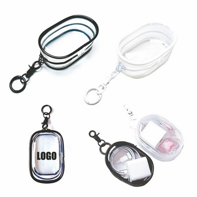 Clear PVC Headphone Case with Keychain