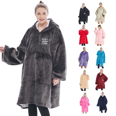 Oversized Microfiber & Sherpa Wearable Blanket