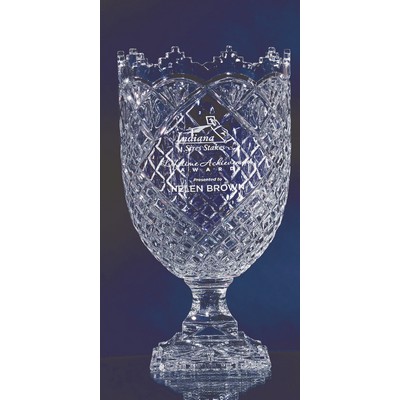 Scalloped top Cut Crystal Vase Small, 11.5"