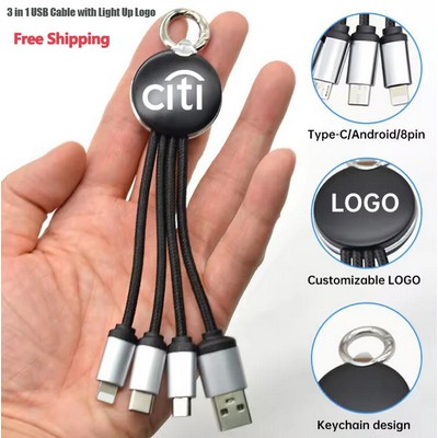 Free Shipping High Speed 3 in 1 Led Light USB Charging Cable