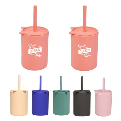 Silicone Kids Sippy Cup With Straw
