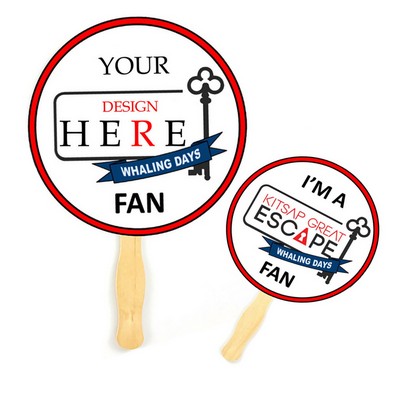 Advertising Fans Hand Held Paper Fans with Wooden Handle