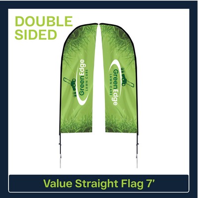 Value 7' Straight Flag - Double Sided w/Spike Base and Carry Bag