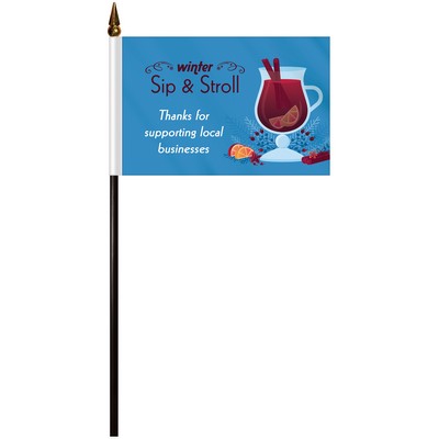 Single Reverse Polyester Stick Flags - HQ