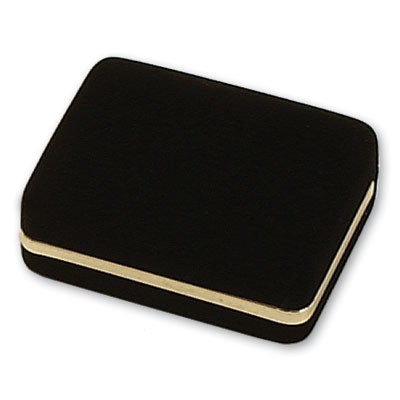Black Velour Metal Cufflinks Jewelry Box w/Gold Rim