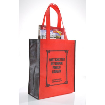 Non Woven 2 Tone Book Bag with Black Trim - 11"x14"x5"