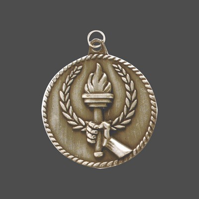 2" Gold Torch High Relief Medal