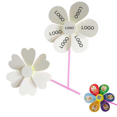 Flower Shape Paper Pinwheel With Plastic Stick