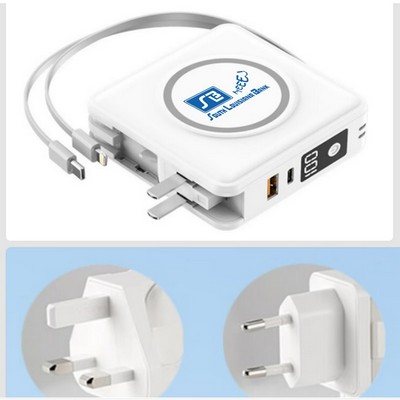 10,000 mAh Wireless Fast Charging Power Bank and 5IN1 Travel Charger w/Intl