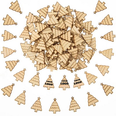 50PCS DIY Christmas Tree Wooden Pendant Decorations