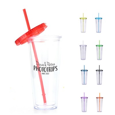 16oz Double-Walled Tumbler with Straw